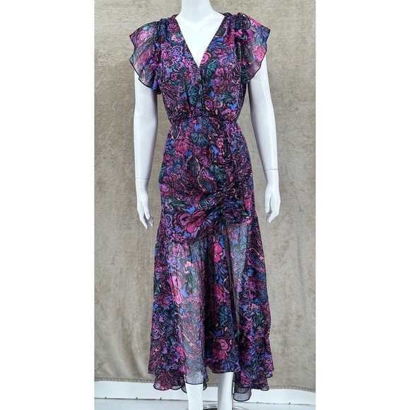 Misa Los Angeles Dresses & Skirts - MISA Los Angeles Dress Womens Small Purple Colette Midi Floral Electric Party
